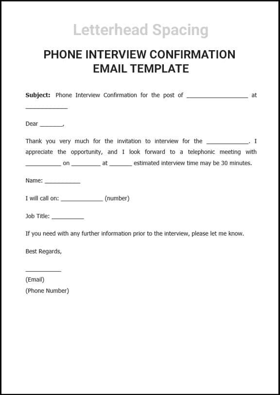 Interview Confirmation Template PDF Template