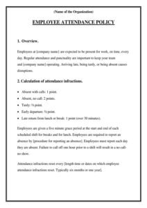 Employee Attendance Policy Template - Download Sample - PDF