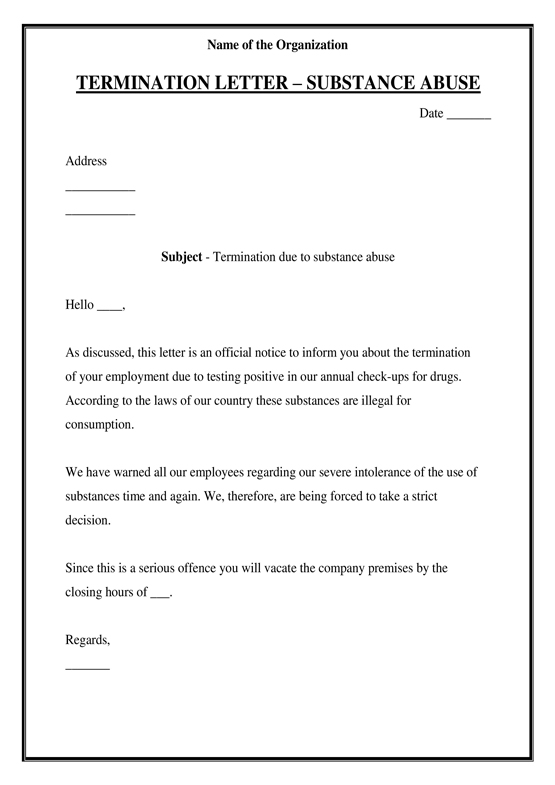Employee Dismissal Letter Template