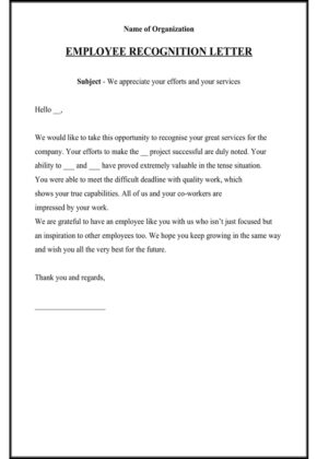 Employee recognition letter