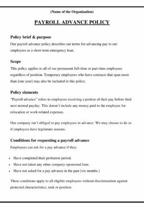 Payroll Policy Procedure Template