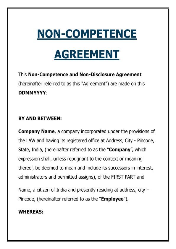 Non Competence And Non-Disclosure Agreement Sample_01